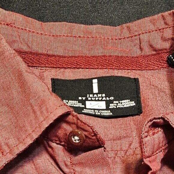 I JEANS By BUFFALO Long Sleeve Dress Shirt - Shimmering Red - Size L - Picture 7 of 10